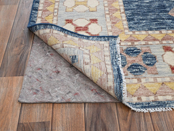 8'8" x 11'9" New Hand Knotted Blue Wool Rectangle Oriental Rug - MOA1022711