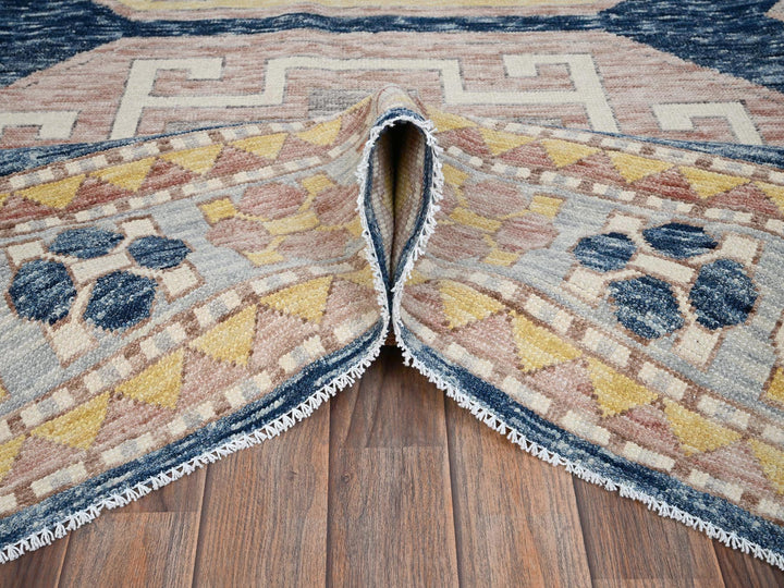 8'8" x 11'9" New Hand Knotted Blue Wool Rectangle Oriental Rug - MOA1022711