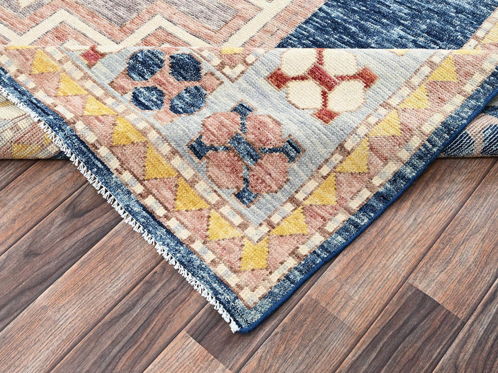 8'8" x 11'9" New Hand Knotted Blue Wool Rectangle Oriental Rug - MOA1022711