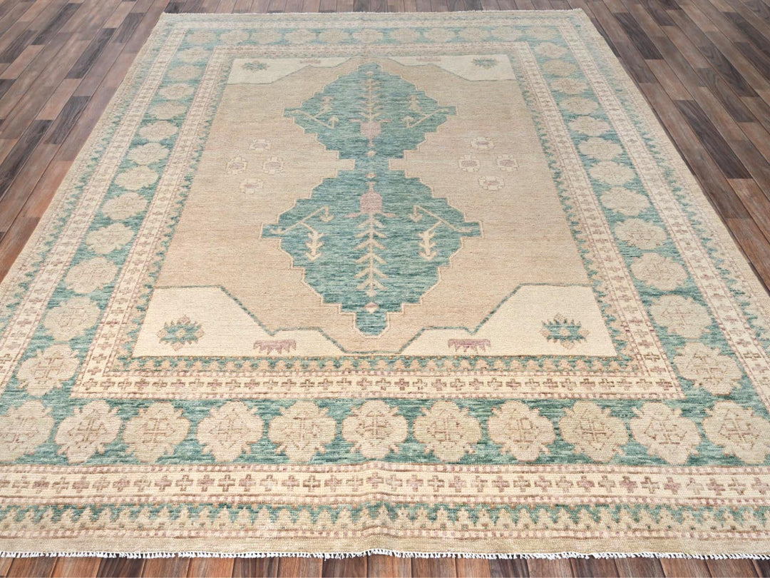 7'9" x 9'11" New Hand Knotted Brown Wool Rectangle Oriental Rug - MOA1022712