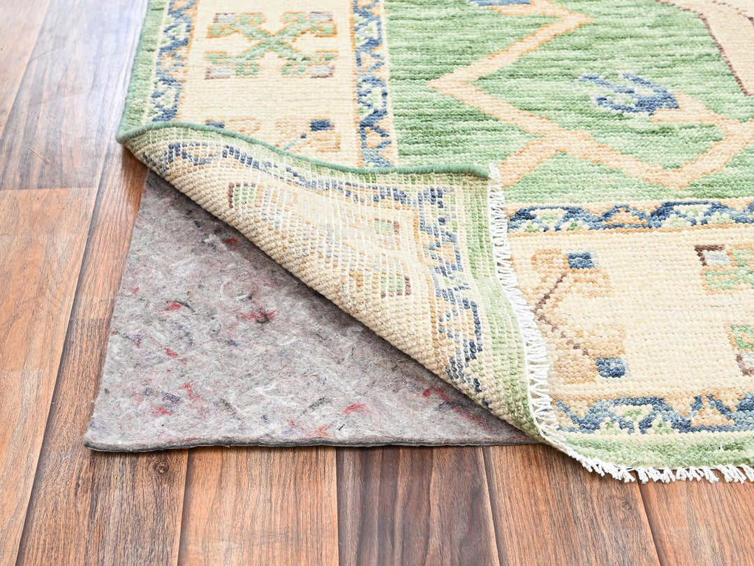 4'11" x 7'4" New Hand Knotted Green Wool Rectangle Oriental Rug - MOA1022714