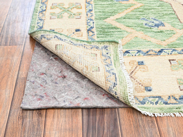 4'11" x 7'4" New Hand Knotted Green Wool Rectangle Oriental Rug - MOA1022714