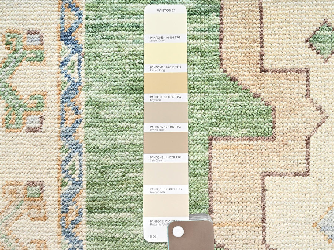 4'11" x 7'4" New Hand Knotted Green Wool Rectangle Oriental Rug - MOA1022714