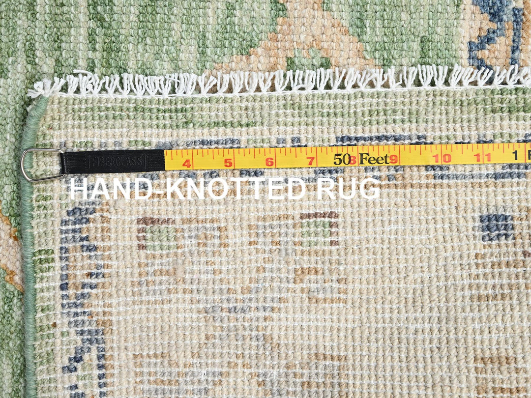 4'11" x 7'4" New Hand Knotted Green Wool Rectangle Oriental Rug - MOA1022714