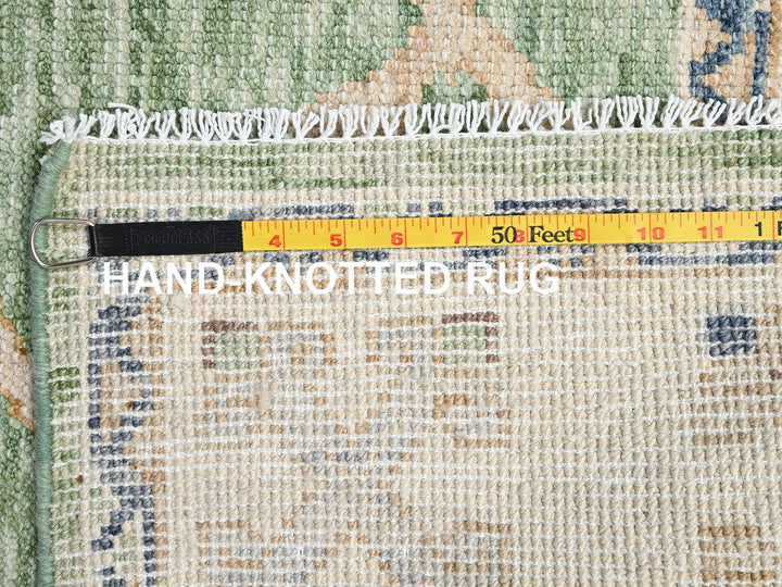 4'11" x 7'4" New Hand Knotted Green Wool Rectangle Oriental Rug - MOA1022714