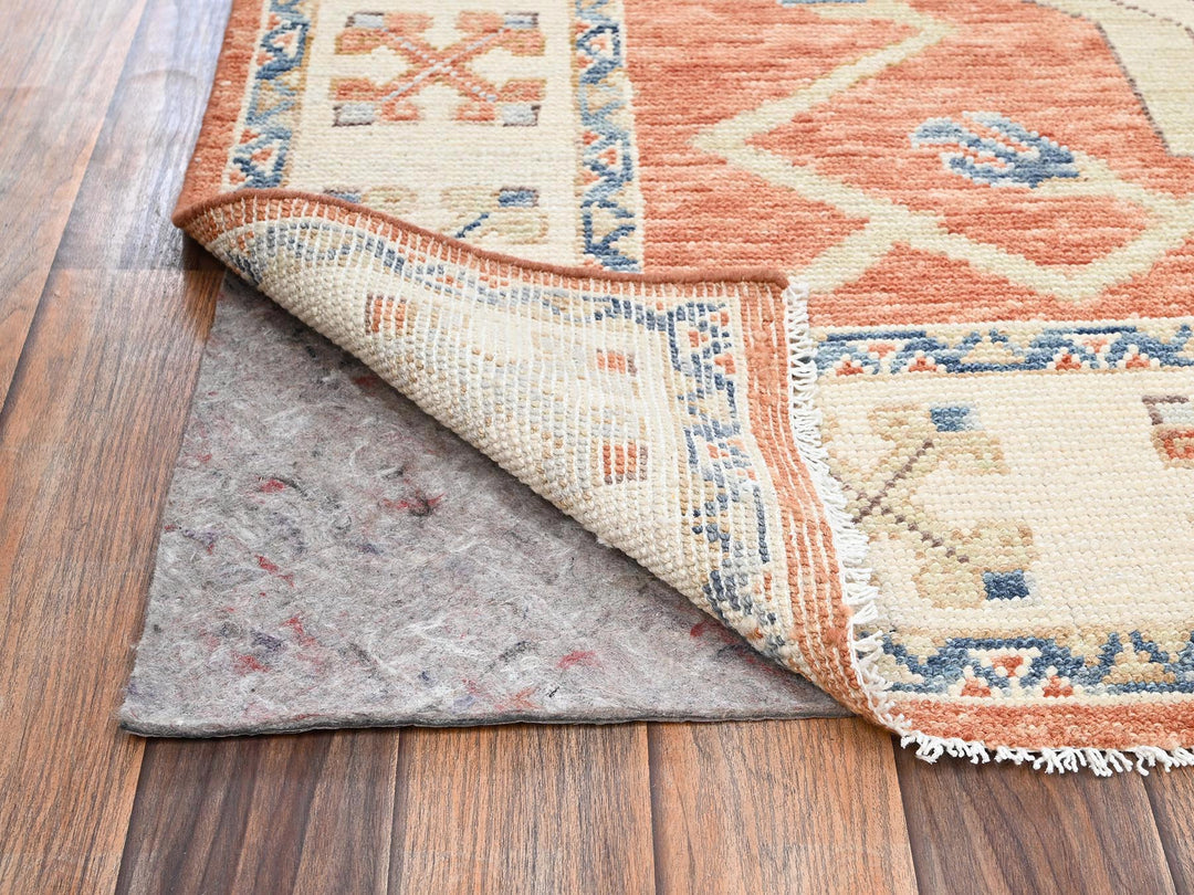 4'10" x 7'4" New Hand Knotted Orange Wool Rectangle Oriental Rug - MOA1022715
