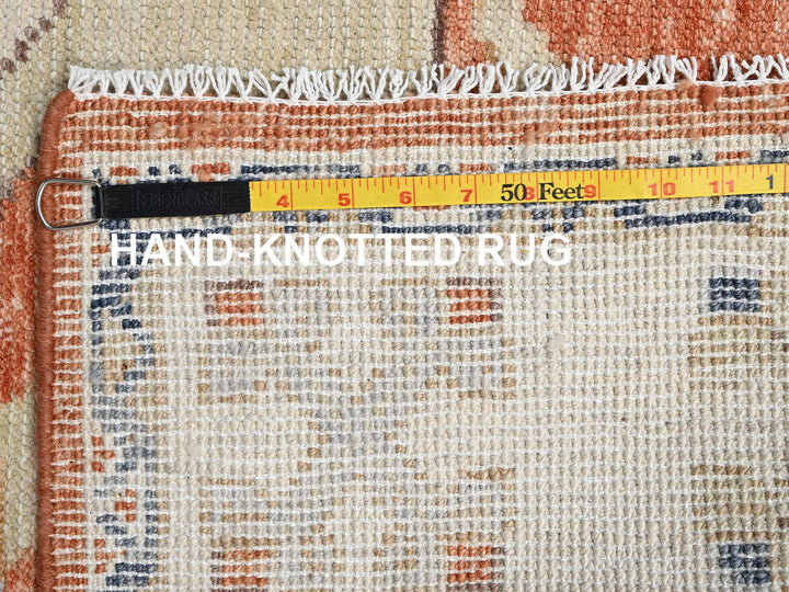 4'10" x 7'4" New Hand Knotted Orange Wool Rectangle Oriental Rug - MOA1022715