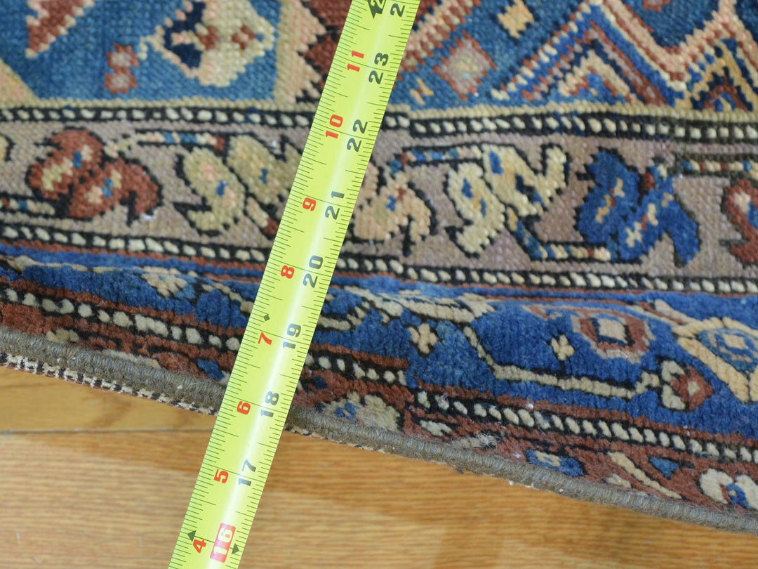 3'7" x 14'2" Vintage Hand Knotted Red Wool Runner Oriental Rug - MOA10227175