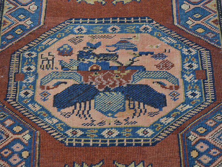 3'7" x 14'2" Vintage Hand Knotted Red Wool Runner Oriental Rug - MOA10227175