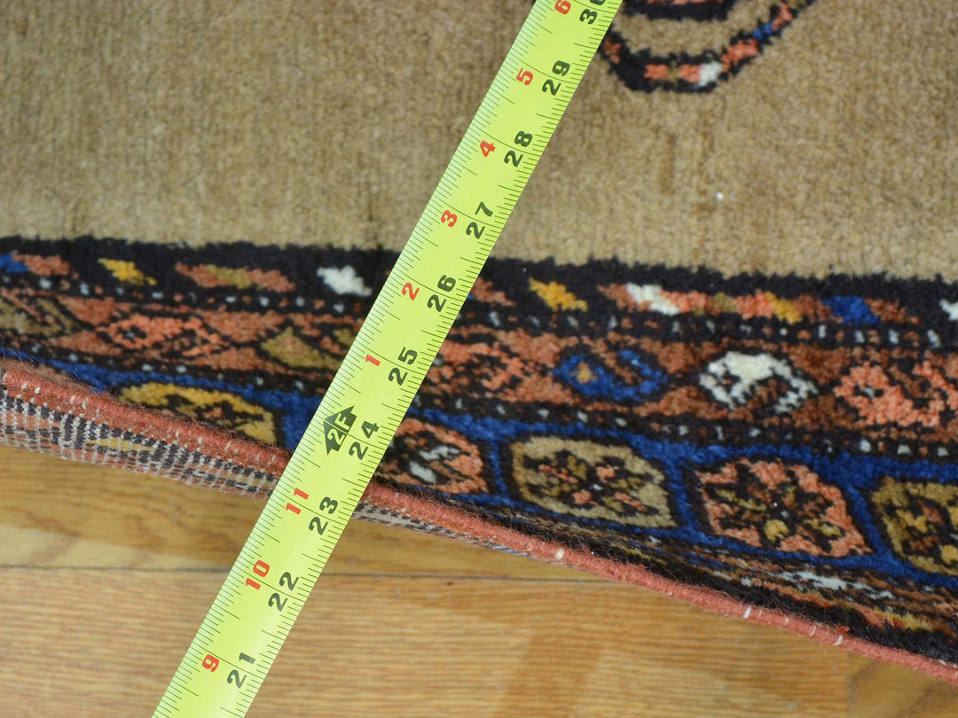 3'9" x 14'4" Vintage Hand Knotted Brown Wool Runner Oriental Rug - MOA10227177