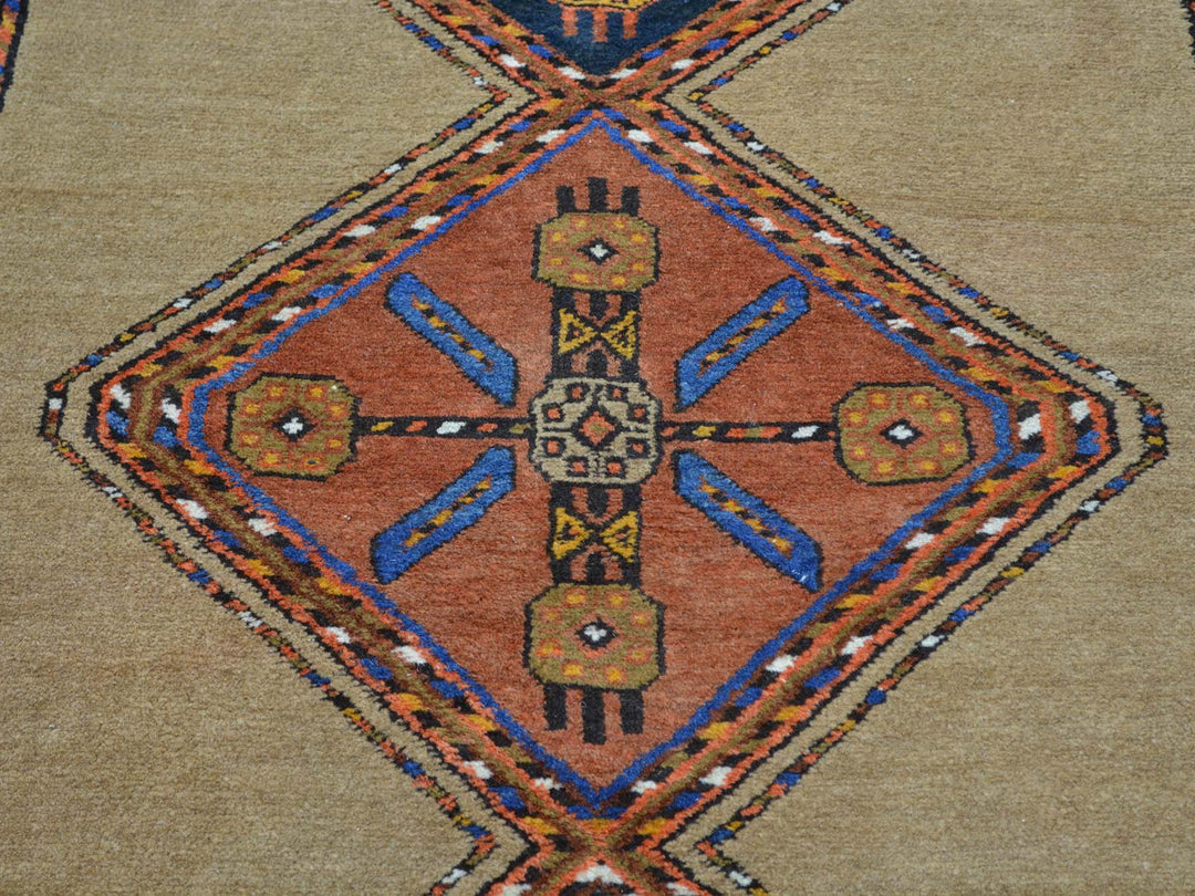 3'9" x 14'4" Vintage Hand Knotted Brown Wool Runner Oriental Rug - MOA10227177