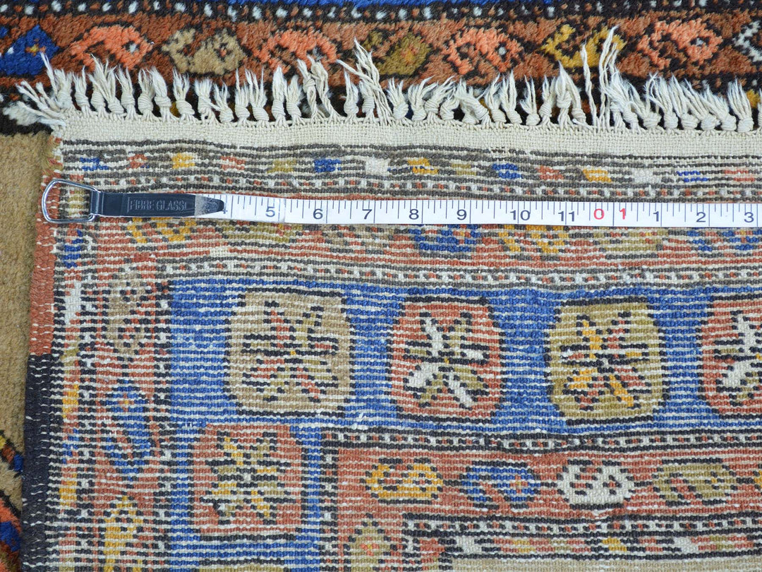 3'9" x 14'4" Vintage Hand Knotted Brown Wool Runner Oriental Rug - MOA10227177