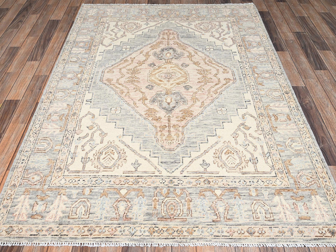 4'11" x 6'10" New Hand Knotted Brown Wool Rectangle Oriental Rug - MOA1022717