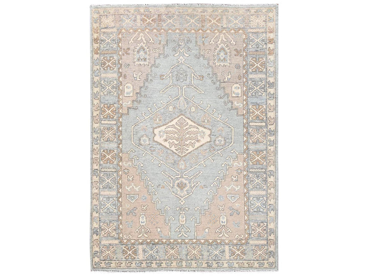 4'9" x 6'9" New Hand Knotted Grey Wool Rectangle Oriental Rug - MOA1022718