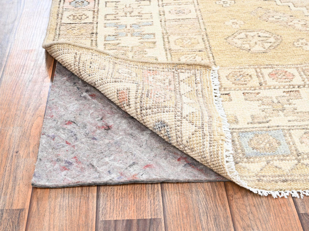 4'10" x 6'10" New Hand Knotted Yellow Wool Rectangle Oriental Rug - MOA1022719