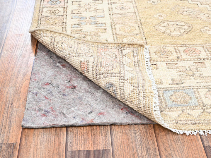 4'10" x 6'10" New Hand Knotted Yellow Wool Rectangle Oriental Rug - MOA1022719