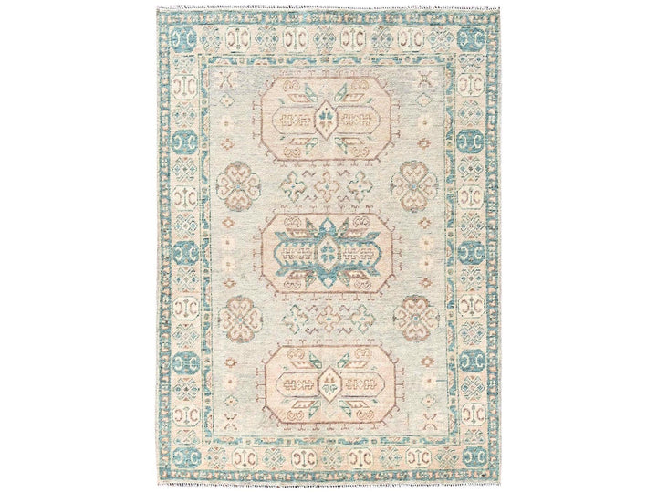 4'9" x 6'8" New Hand Knotted Grey Wool Rectangle Oriental Rug - MOA1022720