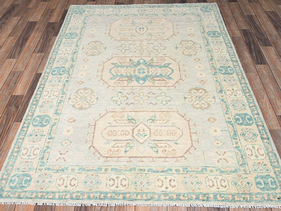 4'9" x 6'8" New Hand Knotted Grey Wool Rectangle Oriental Rug - MOA1022720