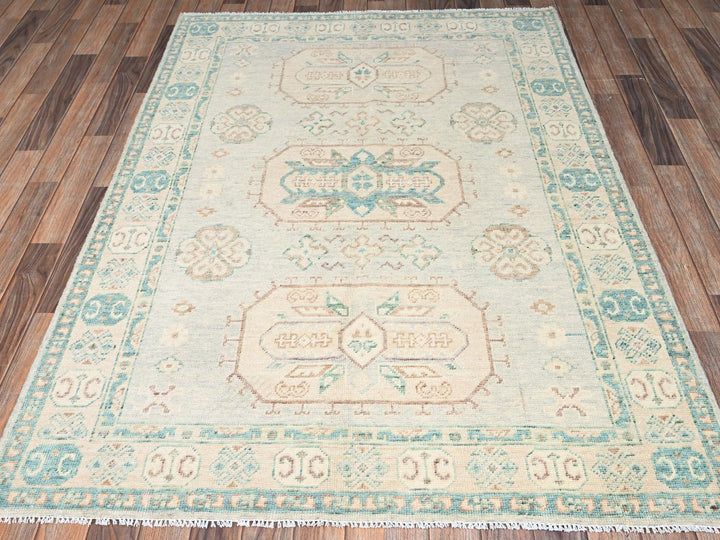 4'9" x 6'8" New Hand Knotted Grey Wool Rectangle Oriental Rug - MOA1022720