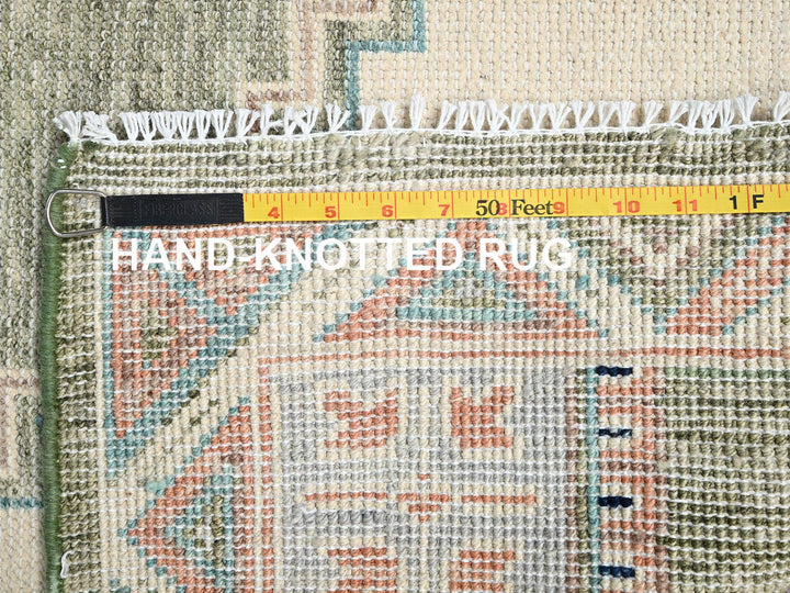 4'10" x 6'9" New Hand Knotted Green Wool Rectangle Oriental Rug - MOA1022723