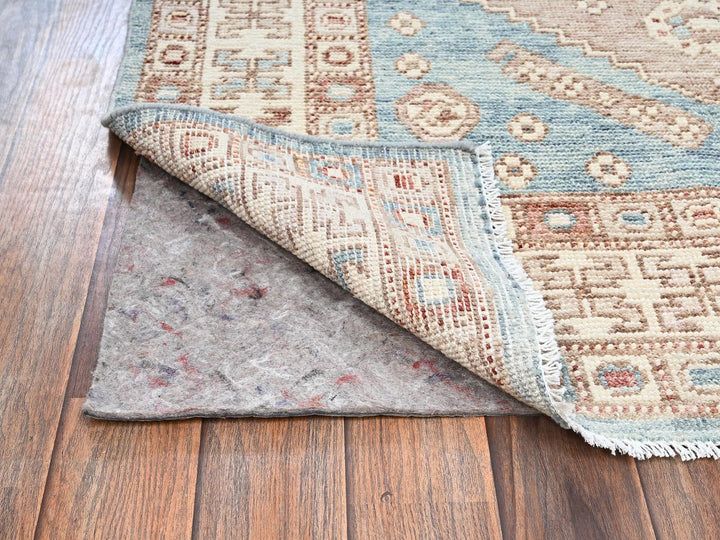 3'11" x 5'11" New Hand Knotted Blue Wool Rectangle Oriental Rug - MOA1022726