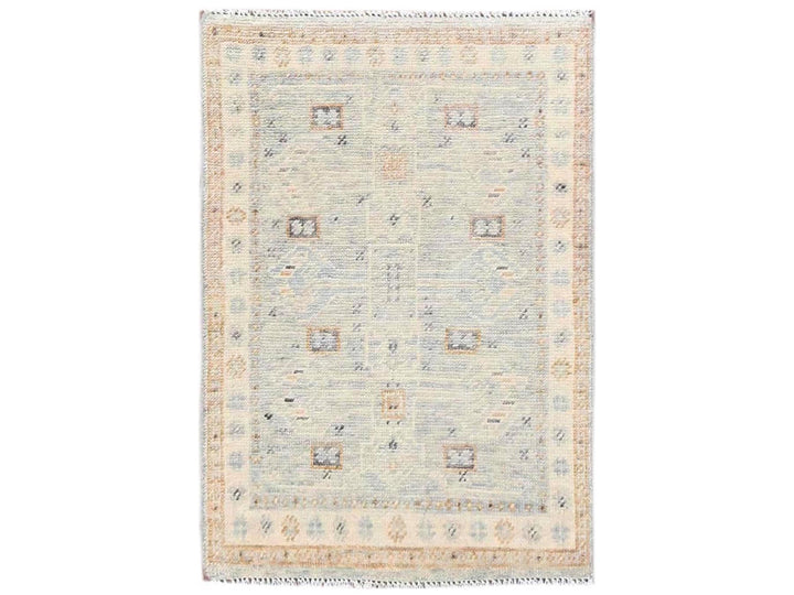 2'1" x 2'11" New Hand Knotted Grey Wool Rectangle Oriental Rug - MOA1022728
