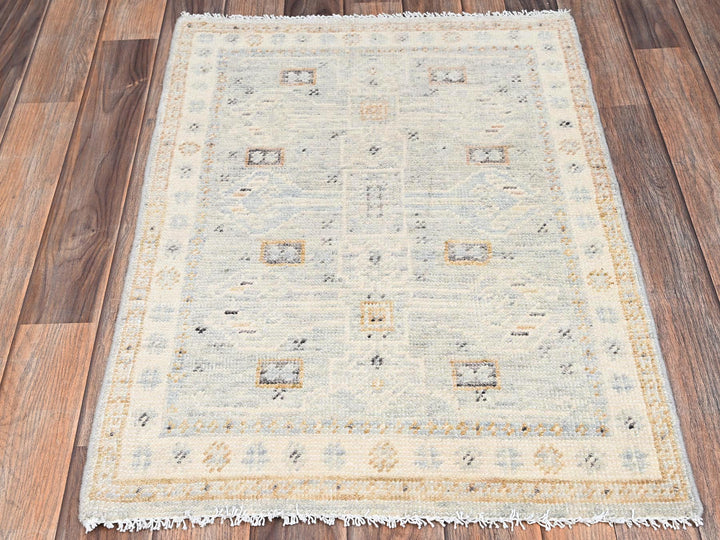 2'1" x 2'11" New Hand Knotted Grey Wool Rectangle Oriental Rug - MOA1022728