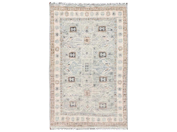 1'10" x 2'11" New Hand Knotted Grey Wool Rectangle Oriental Rug - MOA1022729