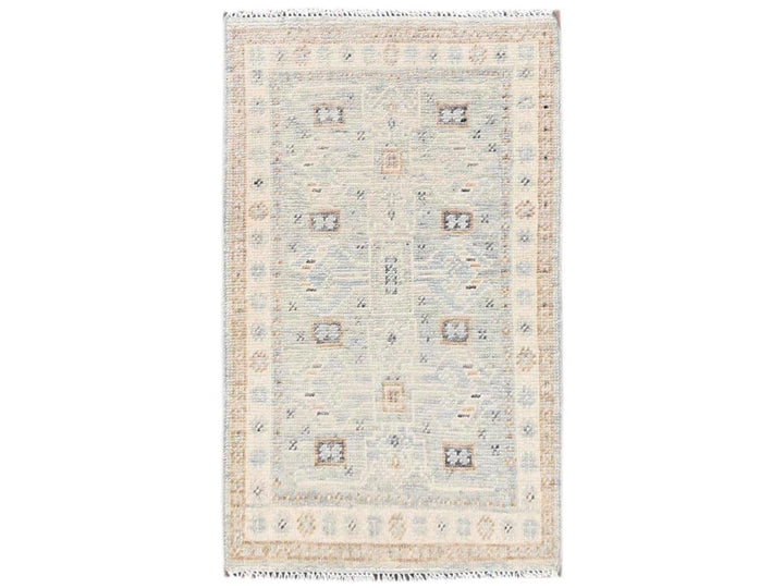 1'10" x 2'11" New Hand Knotted Grey Wool Rectangle Oriental Rug - MOA1022730