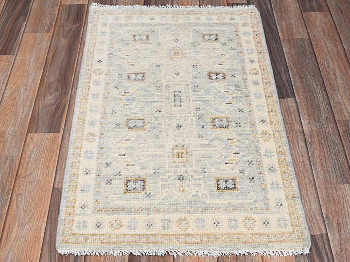 1'10" x 2'11" New Hand Knotted Grey Wool Rectangle Oriental Rug - MOA1022730