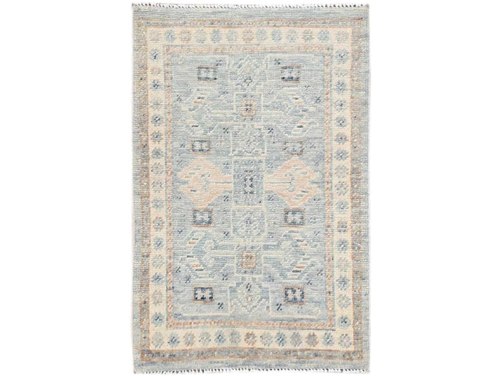 1'9" x 2'10" New Hand Knotted Grey Wool Rectangle Oriental Rug - MOA1022732