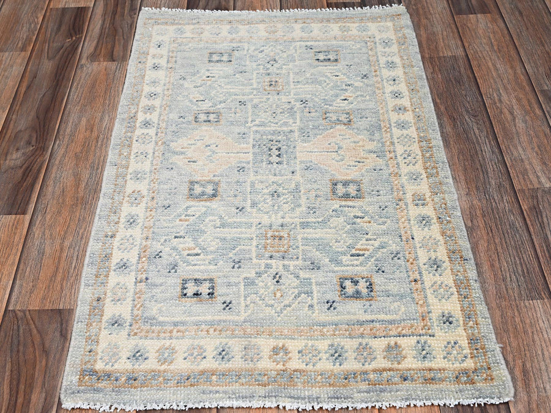 1'9" x 2'10" New Hand Knotted Grey Wool Rectangle Oriental Rug - MOA1022732