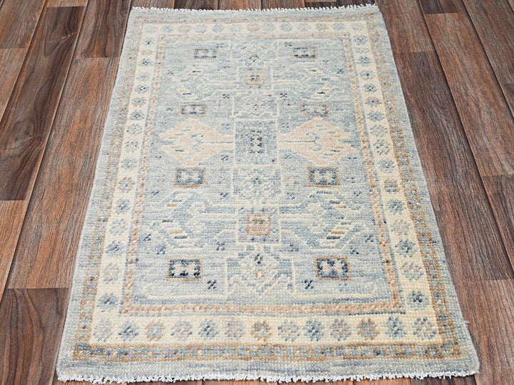 1'9" x 2'10" New Hand Knotted Grey Wool Rectangle Oriental Rug - MOA1022732