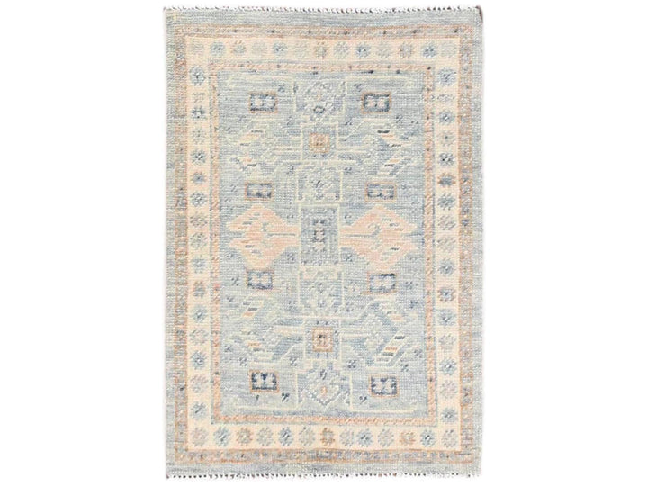 1'10" x 2'10" New Hand Knotted Grey Wool Rectangle Oriental Rug - MOA1022733