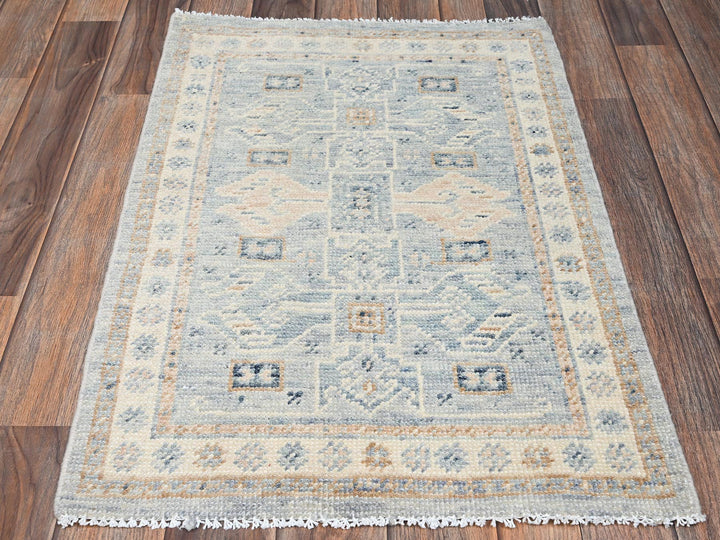 1'10" x 2'10" New Hand Knotted Grey Wool Rectangle Oriental Rug - MOA1022733