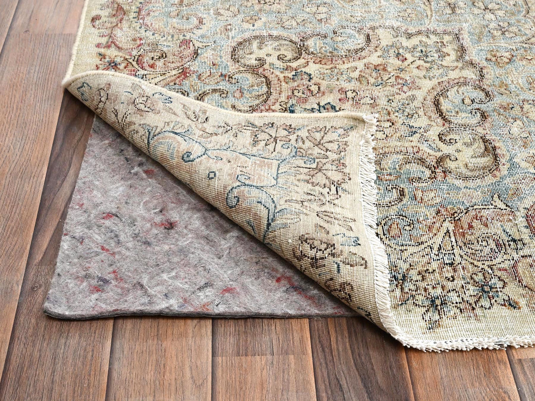 10'6" x 16'4" Vintage Hand Knotted Ivory Wool Rectangle Oriental Rug - MOA1022737