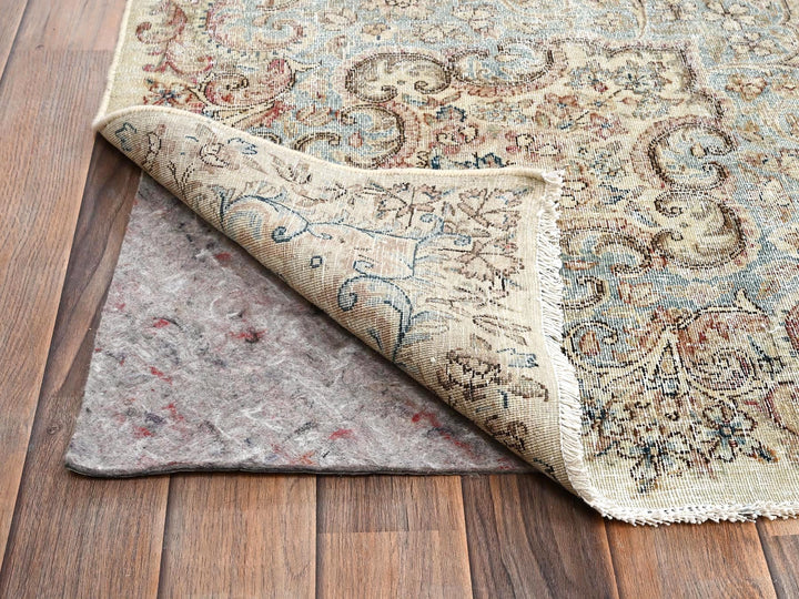 10'6" x 16'4" Vintage Hand Knotted Ivory Wool Rectangle Oriental Rug - MOA1022737