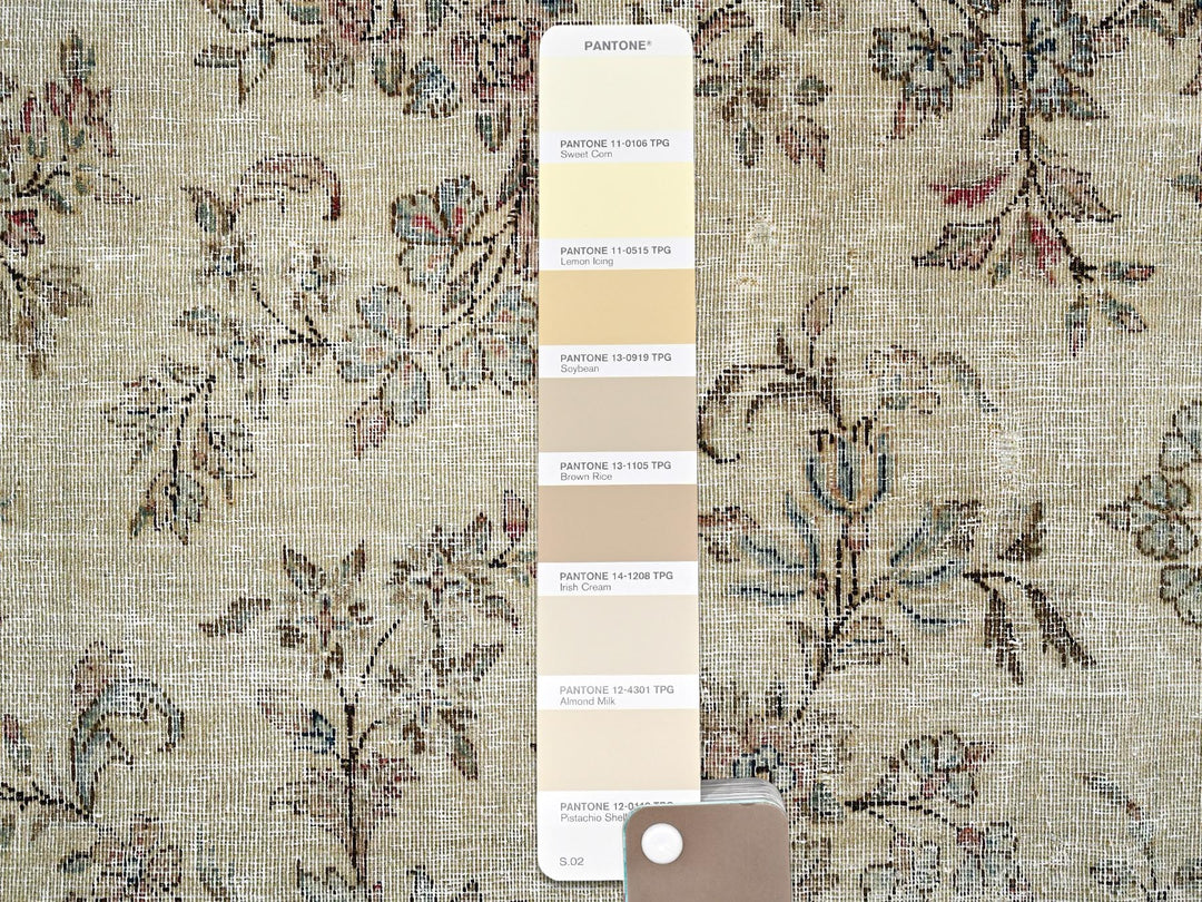 10'6" x 16'4" Vintage Hand Knotted Ivory Wool Rectangle Oriental Rug - MOA1022737