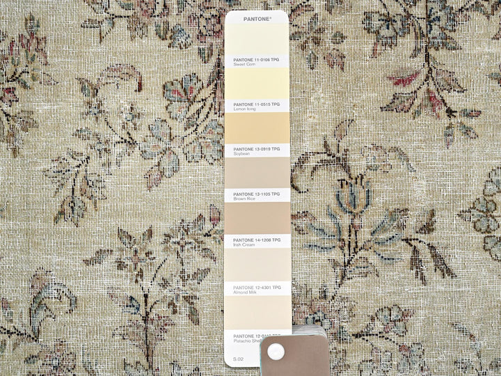10'6" x 16'4" Vintage Hand Knotted Ivory Wool Rectangle Oriental Rug - MOA1022737