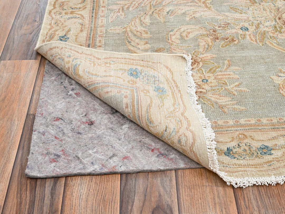8'9" x 11'8" Vintage Hand Knotted Ivory Wool Rectangle Oriental Rug - MOA1022738