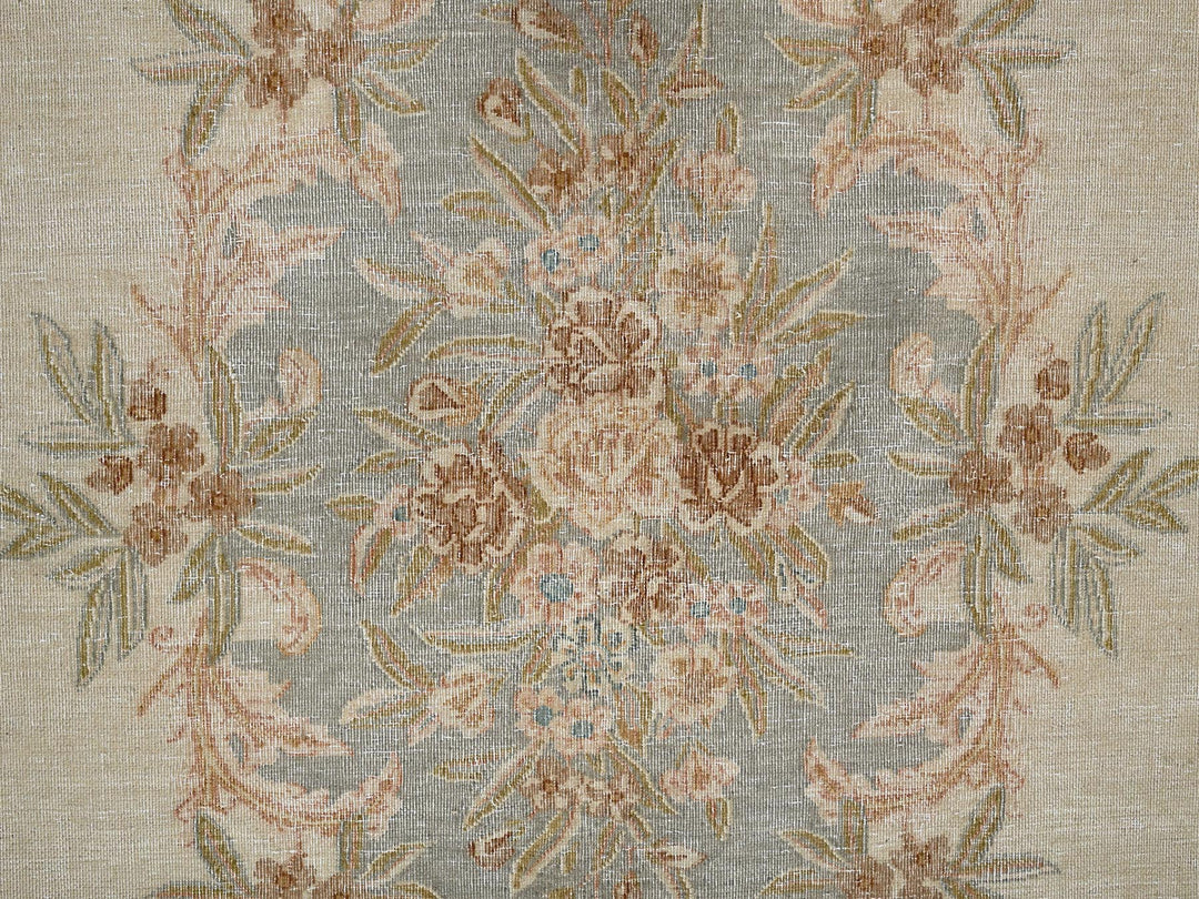8'9" x 11'8" Vintage Hand Knotted Ivory Wool Rectangle Oriental Rug - MOA1022738