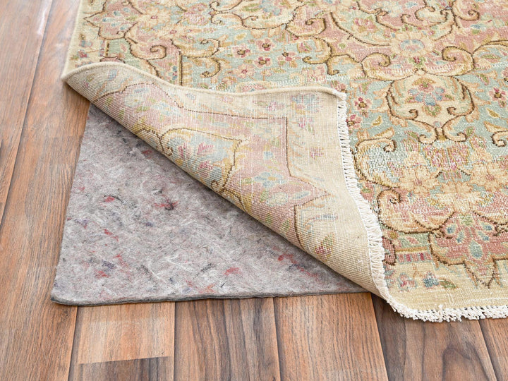 8'9" x 12'1" Vintage Hand Knotted Ivory Wool Rectangle Oriental Rug - MOA1022739