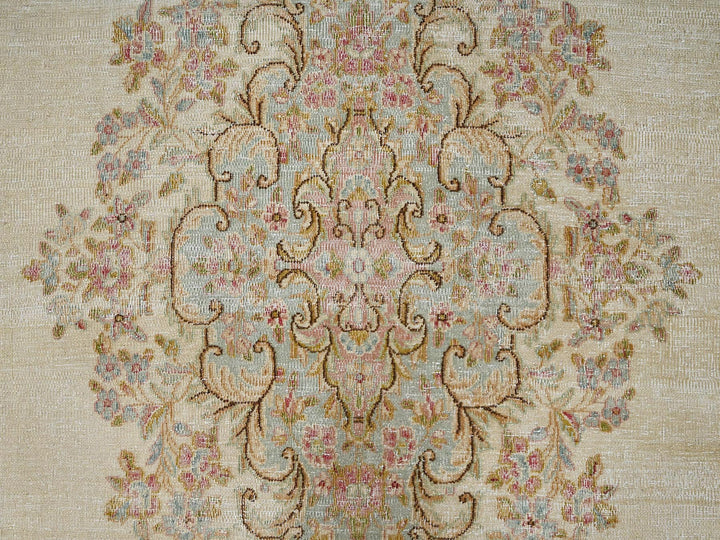 8'9" x 12'1" Vintage Hand Knotted Ivory Wool Rectangle Oriental Rug - MOA1022739