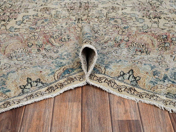 9'9" x 14'4" Vintage Hand Knotted Beige Wool Rectangle Oriental Rug - MOA1022740