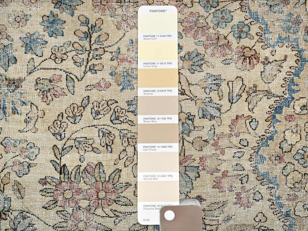 9'9" x 14'4" Vintage Hand Knotted Beige Wool Rectangle Oriental Rug - MOA1022740