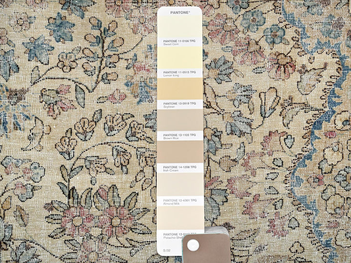 9'9" x 14'4" Vintage Hand Knotted Beige Wool Rectangle Oriental Rug - MOA1022740