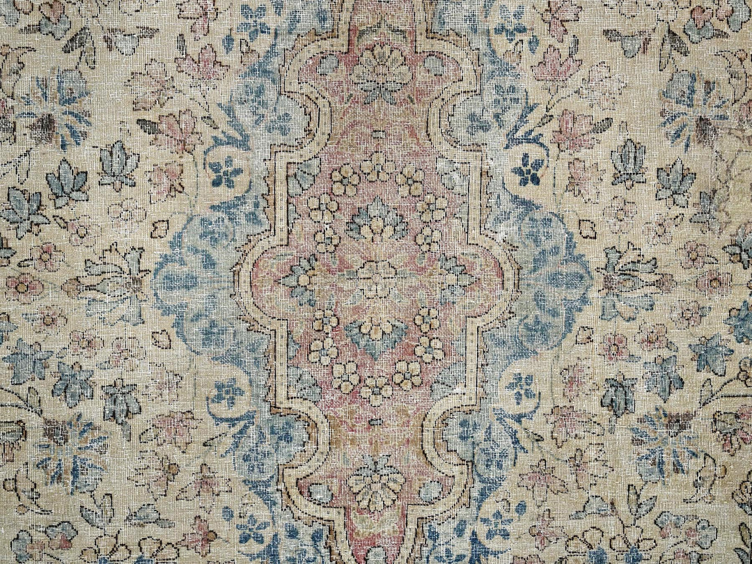 9'9" x 14'4" Vintage Hand Knotted Beige Wool Rectangle Oriental Rug - MOA1022740