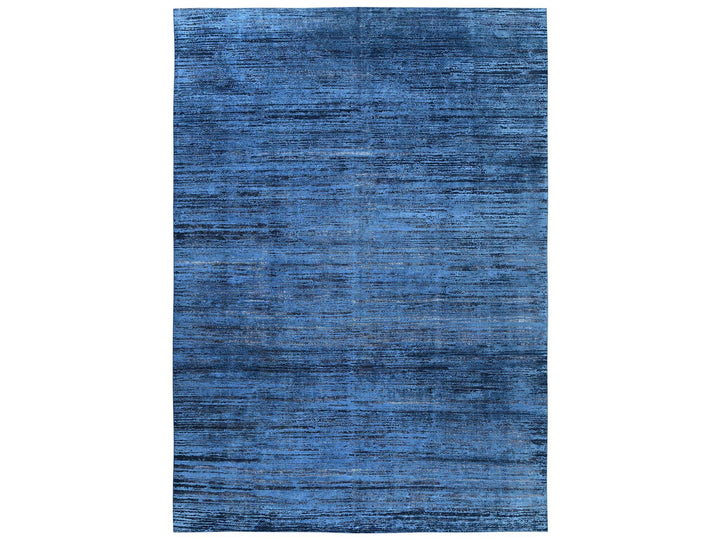 9'10" x 13'8" New Hand Knotted Blue Wool Rectangle Oriental Rug - MOA1022741