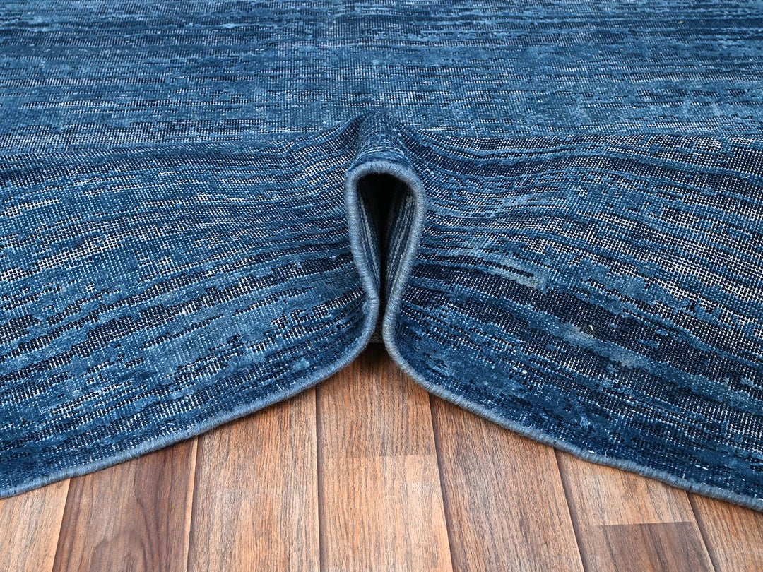 9'10" x 13'8" New Hand Knotted Blue Wool Rectangle Oriental Rug - MOA1022741