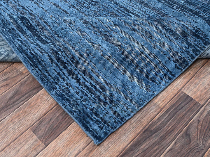 9'10" x 13'8" New Hand Knotted Blue Wool Rectangle Oriental Rug - MOA1022741